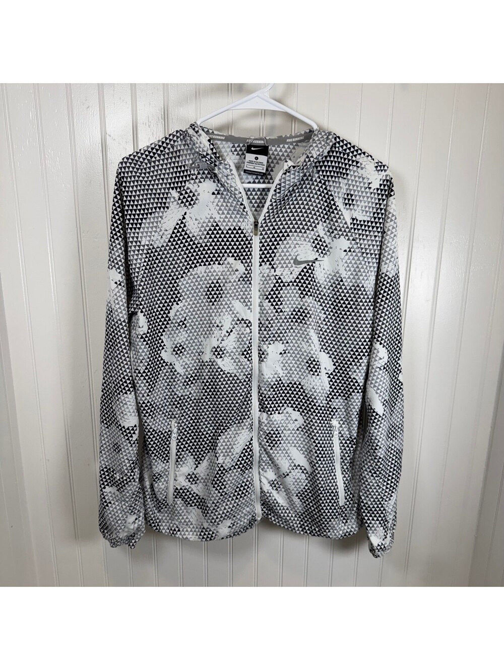 Nike Shield Runner Jacket Womens L Geometric Windbreaker Running Jacket